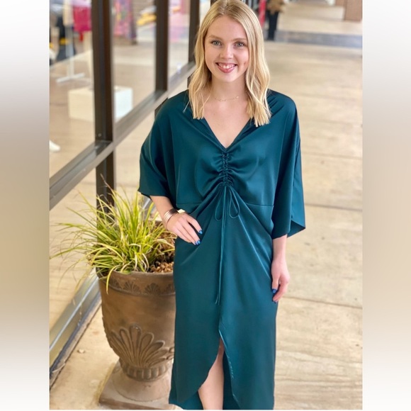 Elan Dresses & Skirts - ELAN Nayeli Slouchy Maxi Dress In Dark Teal size Small